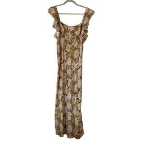 NWT Madewell Angelina Sleeveless Yellow Tan Maxi Floral Slip Dress Size 12